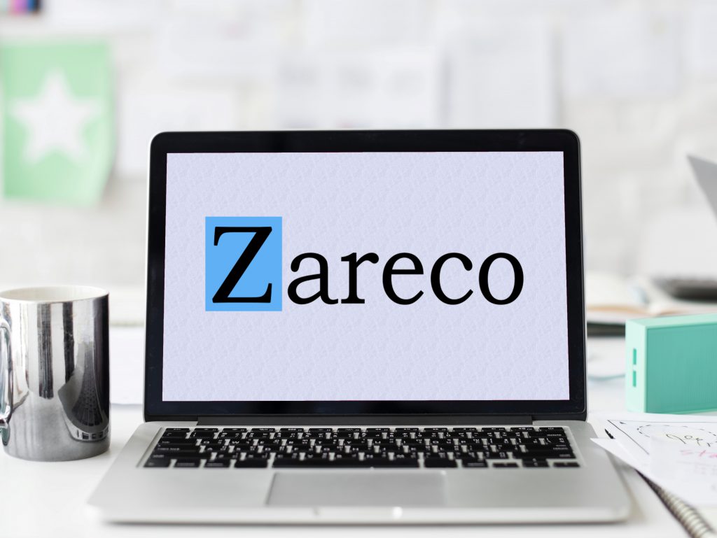 Laptop showing Zareco Logo on screen - cropped